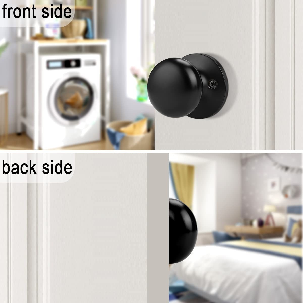Probrico Dummy Door Knob Matte Black, One Side Black Knobs 1 Pack,