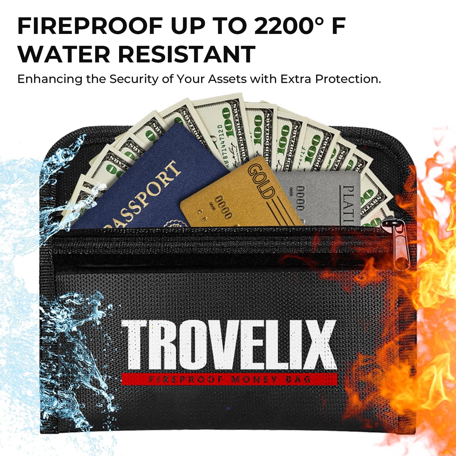 Hidden Book Safe With Combination Lock 9.5x6.2x2.2 Inch Fireproof Bag