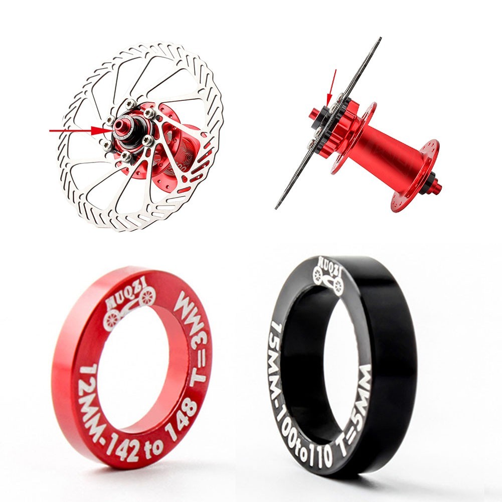 1 Pair Aluminum Bicycle Hub Conversion Spacers Boost Hub Gaskets Kit Black/Red
