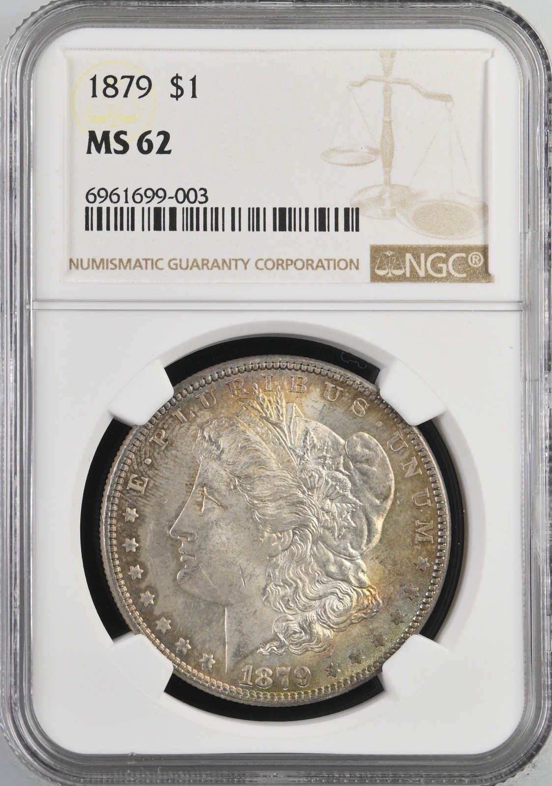 1879 $1 Morgan Silver Dollar With Color - NGC MS62 - Free Shipping