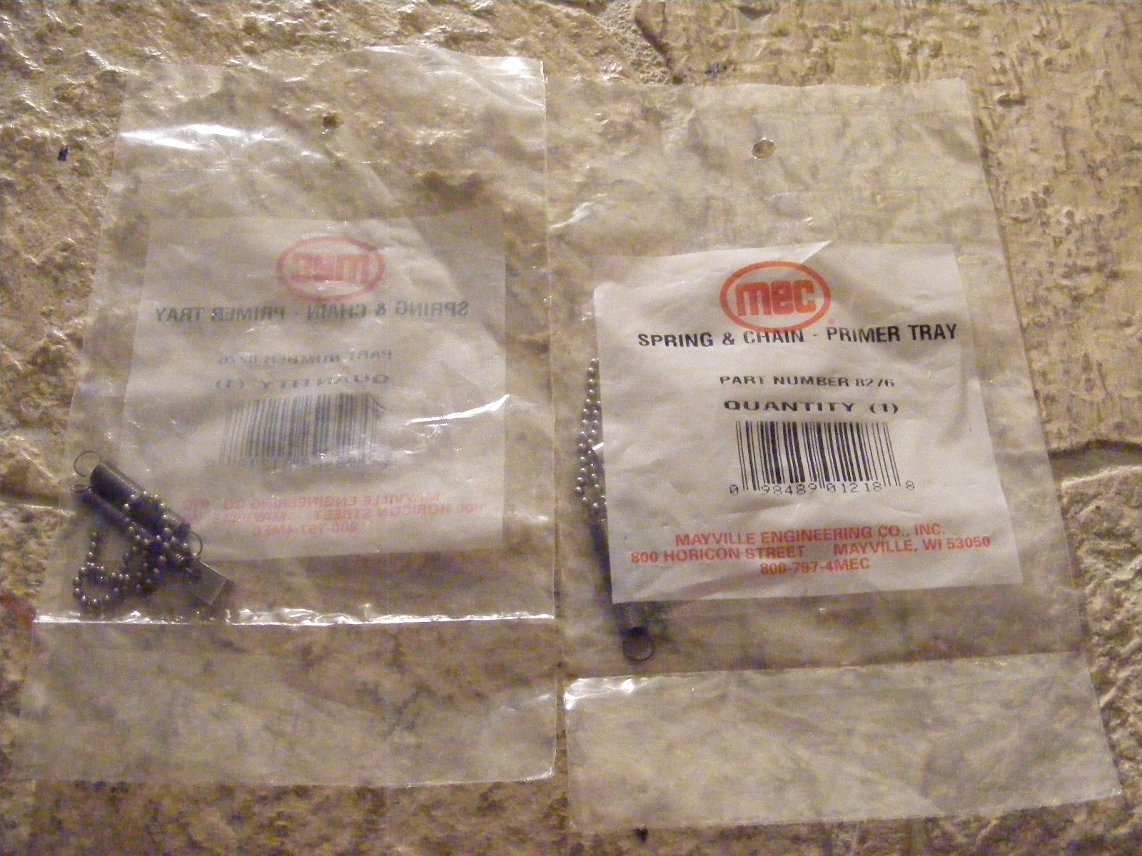 2 MEC Spring & Chain for primer Tray feeders on 650, Grabber & 9000 Reloaders