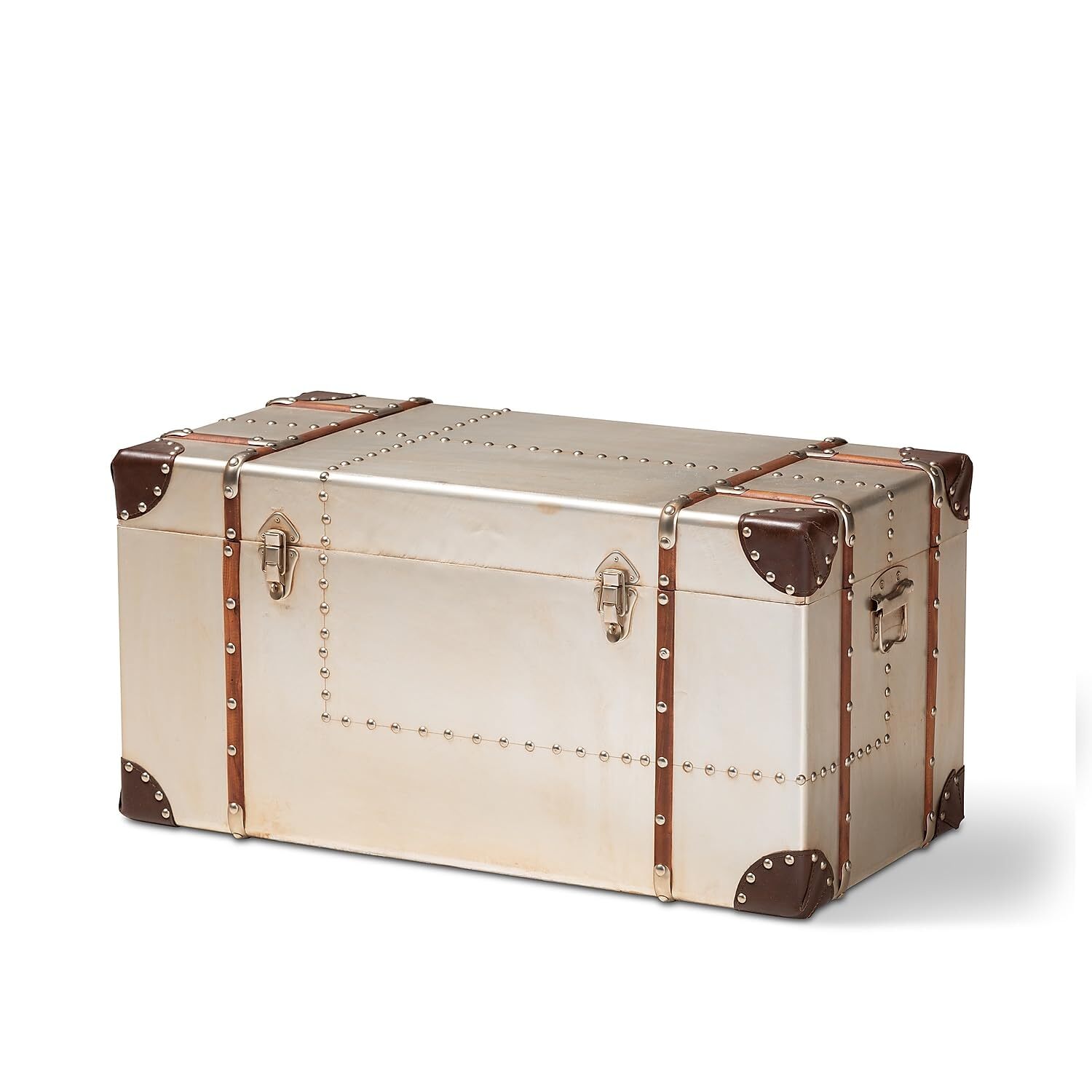 Baxton Studio Bechet Storage Trunk Silver (154-9188-HiT)