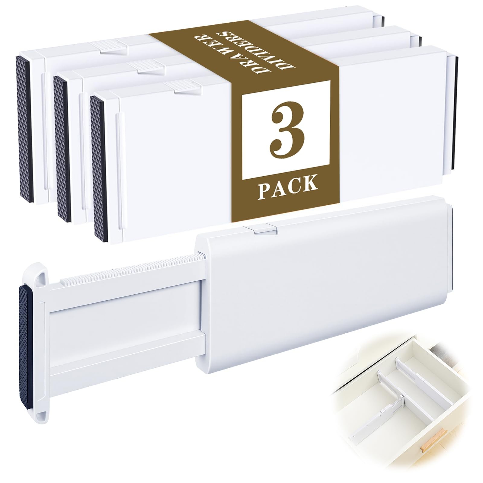 Drawer Dividers for Clothes 4" High 10.9"-18" Expandable Dresser Drawer Organ...