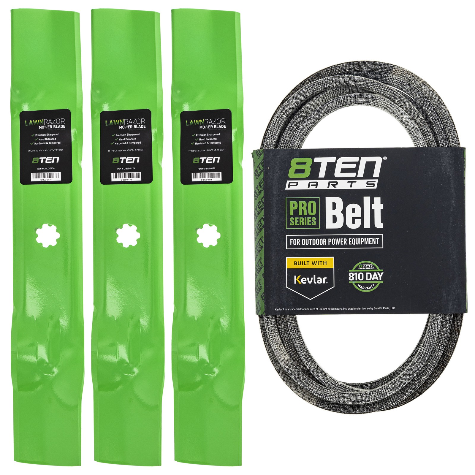 8TEN Blade Belt Kit for John Deere D140 LA145 LA130 48 Inch GY20852 GX21833