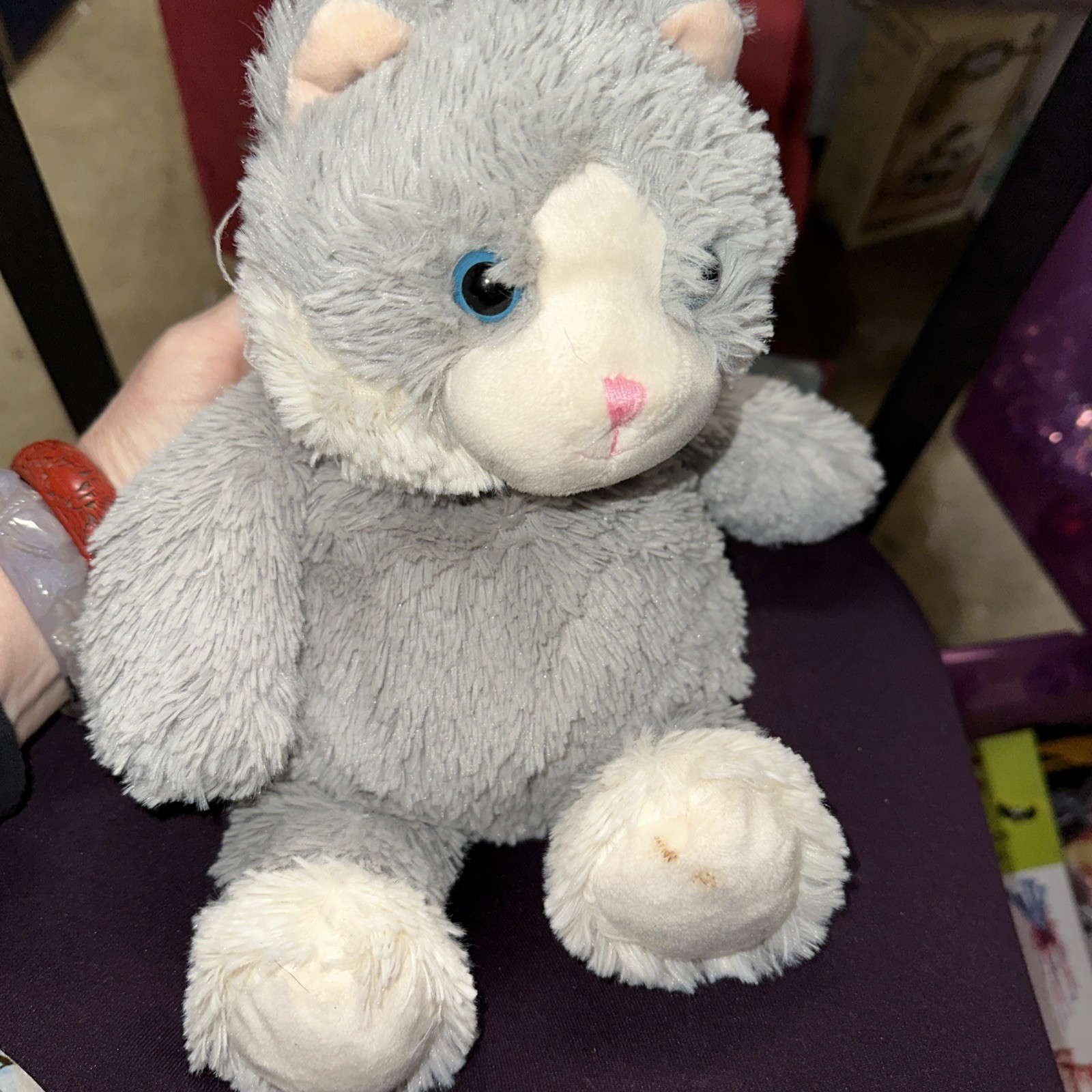 Warm and Cozy Cat Gray And White Heatable Plush