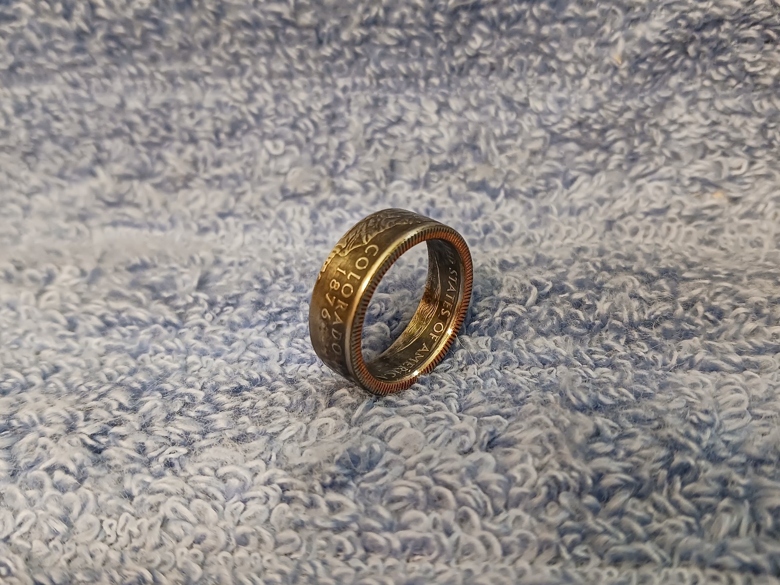 COLORADO Handcrafted Washington Quarters coin ring, size 7   2006