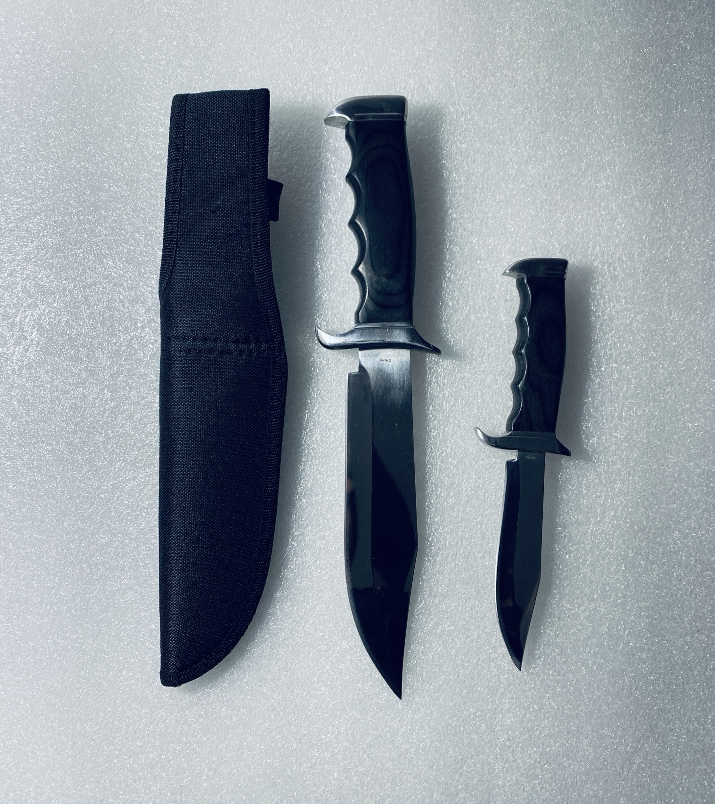 HUMVEE 2Pc. Large/Small Mirror Polished Bowie Knife Combo Set W/ Sheath - (READ)