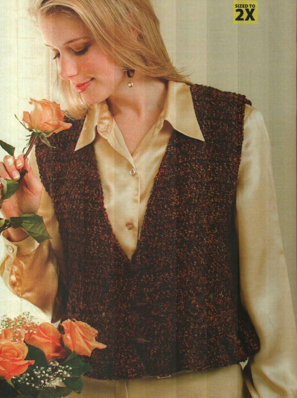COSMOPOLITAN VEST 5 SIZES WOMEN'S CROCHET PATTERN INSTRUCTIONS