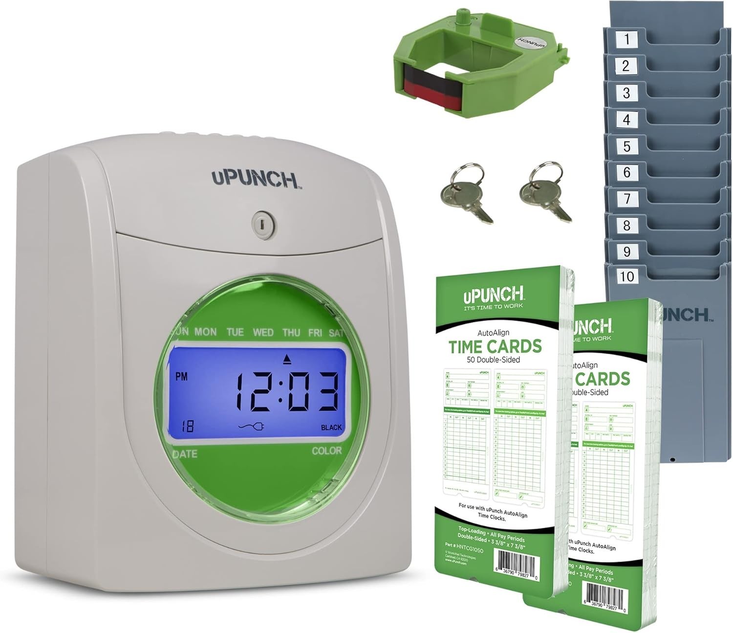 Versatile Timekeeping Clock with Rack and Clear Printing for Payroll Processing