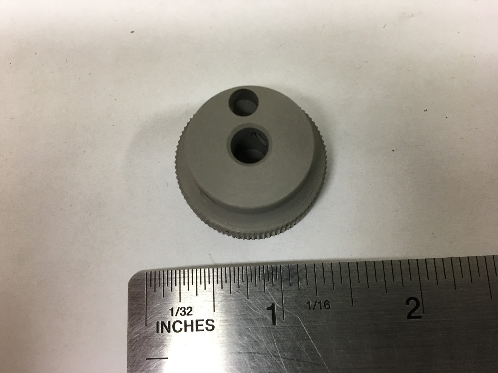 Vintage Gray Bakelite Round Fine Knurled Pointer Knob