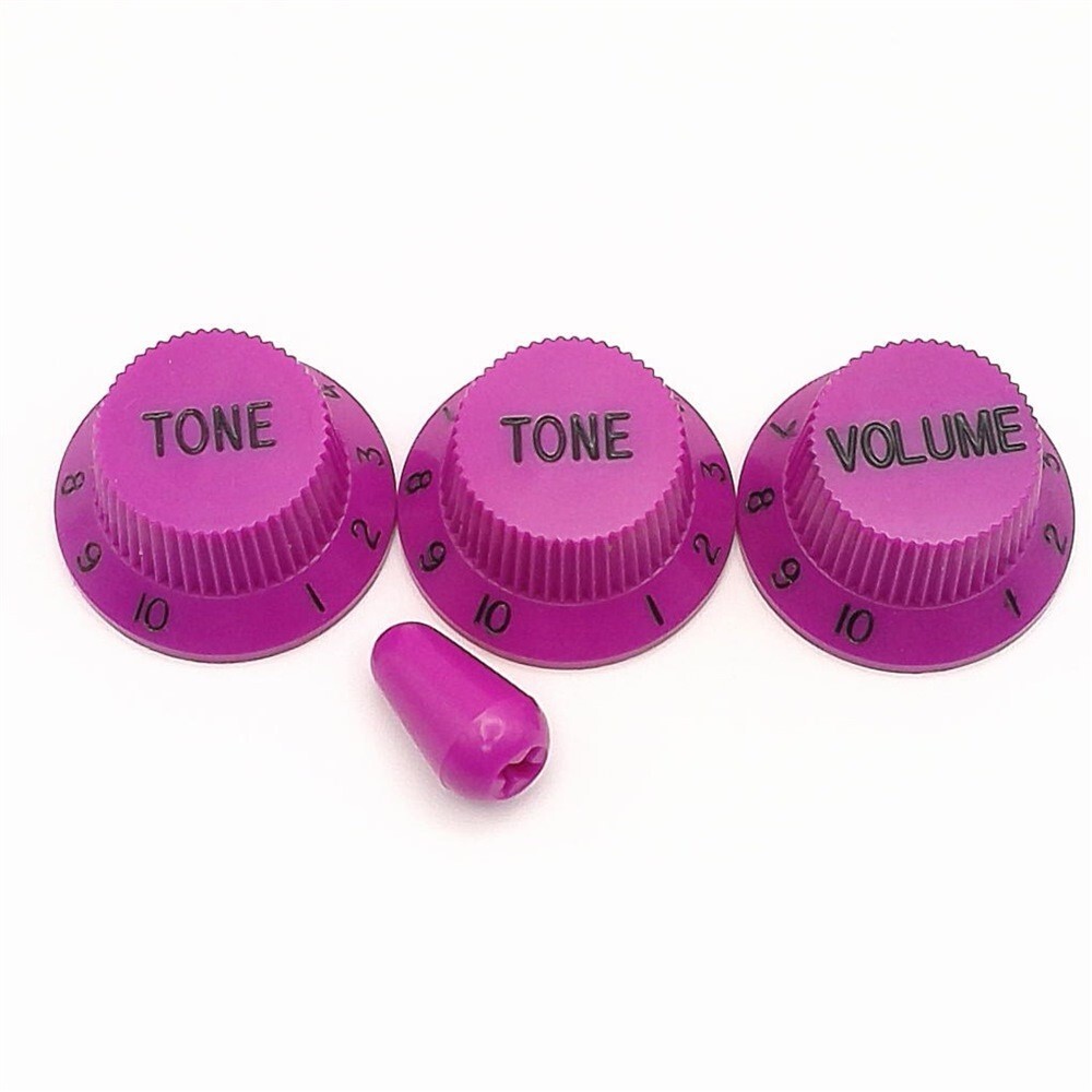 True Custom Shop® Purple Knobs & Switch Tip Set for Fender Strat 1 Volume 2 Tone
