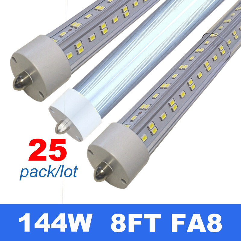 T8 8FT LED Shop Light Bulbs 144W Single Pin FA8 8 Foot LED Shop Lights 25PCS LED