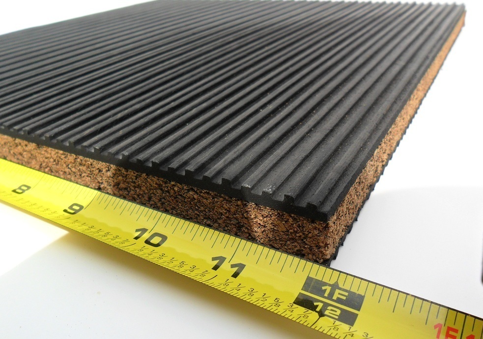 4 ANTI VIBRATION PAD RUBBER/CORK audio stereo  12" x 12" x 7/8"  SUB FLOOR