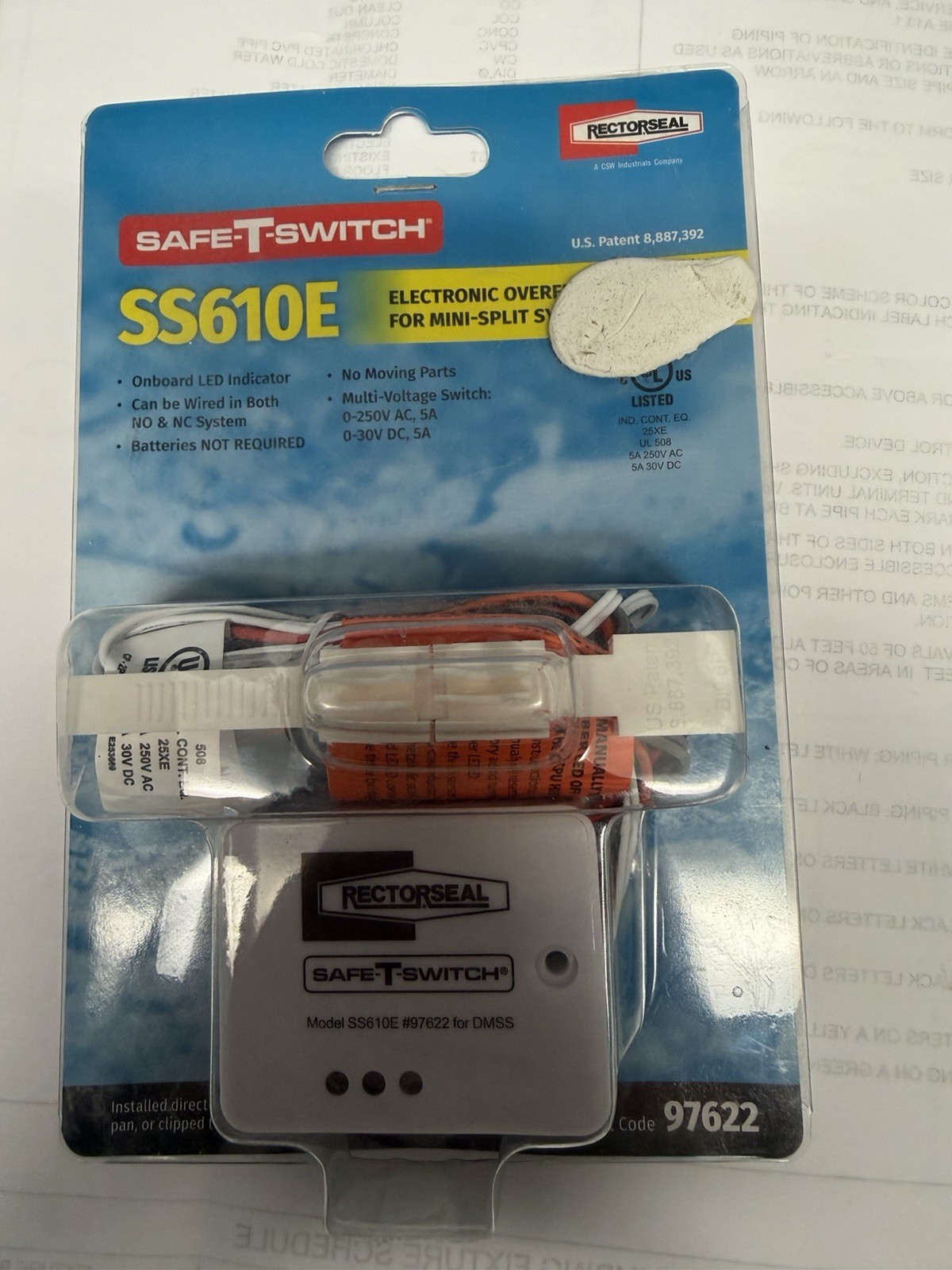 RectorSeal SS610E Electronic Overflow Switch for Mini Split Air Conditioner