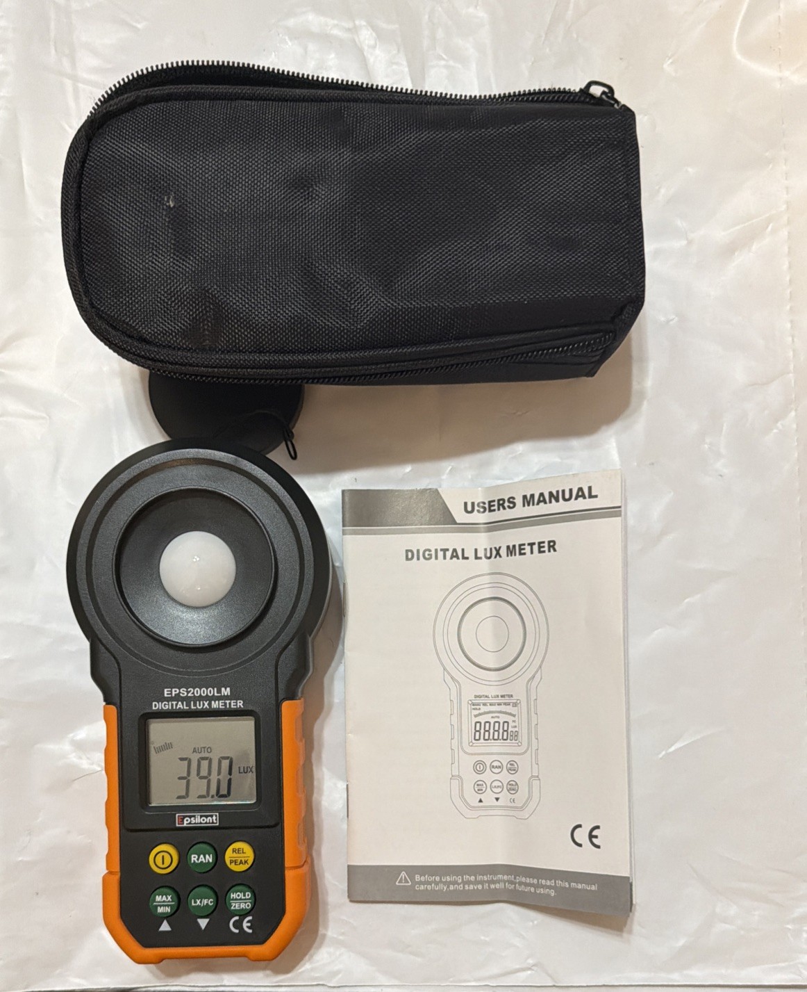 Epsilont Eps2000LM Digital Lux Meter EN61010-1 & EN61326-1 DC 9V NEDA 1604 6F22