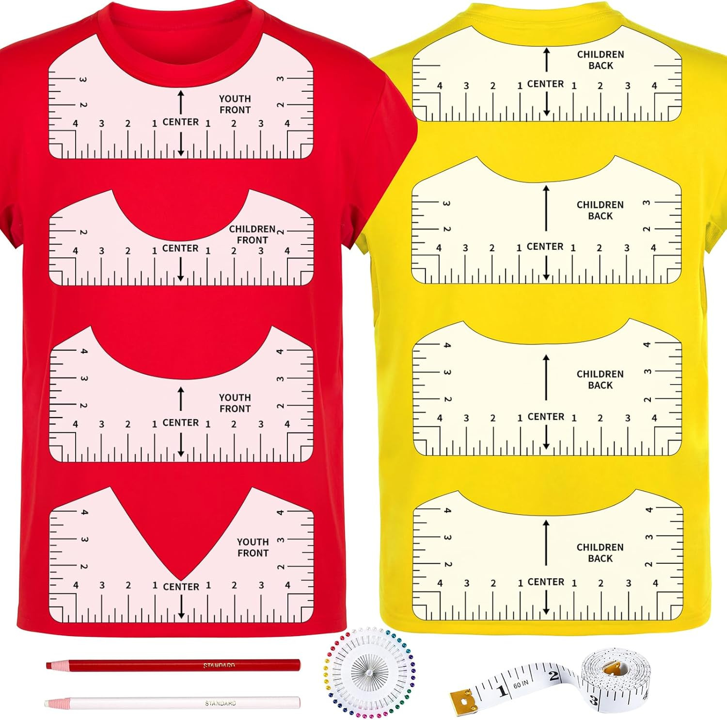 12Pcs Tshirt Ruler Guide for Vinyl Alignment, T Shirt Measurement Accessories To