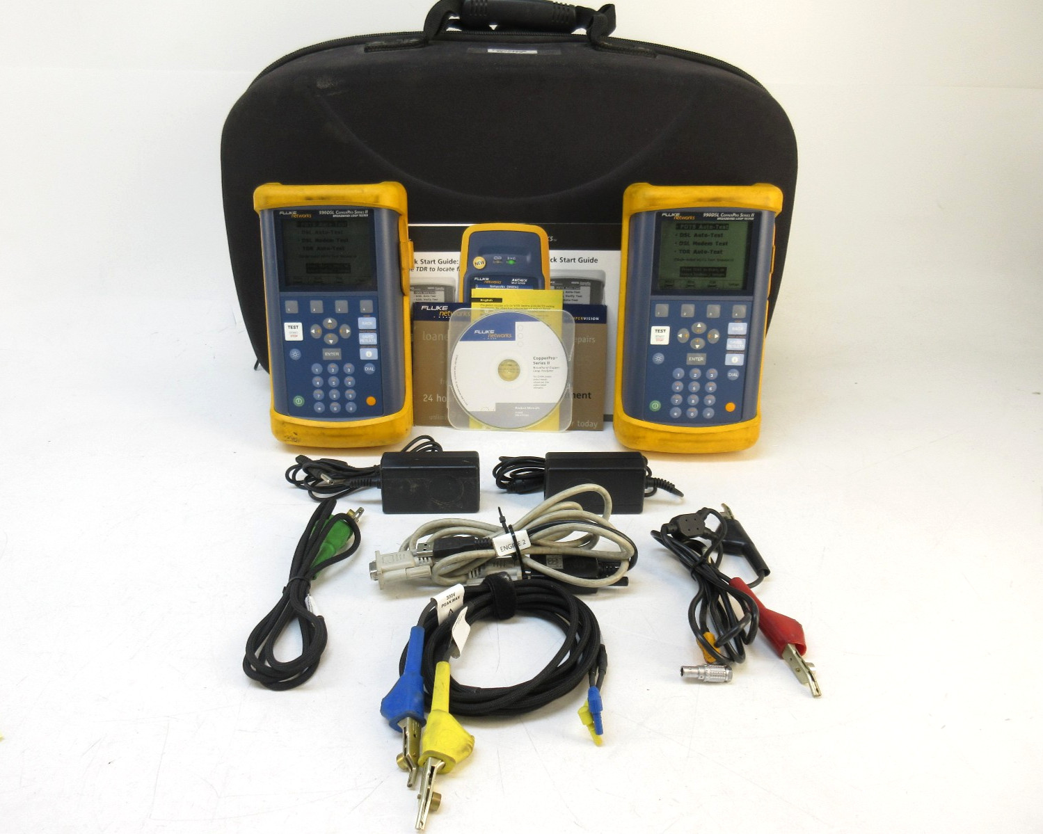 Lot of 2 Fluke Networks 990DSL CopperPro Series II Loop Testers w/Case AS-IS