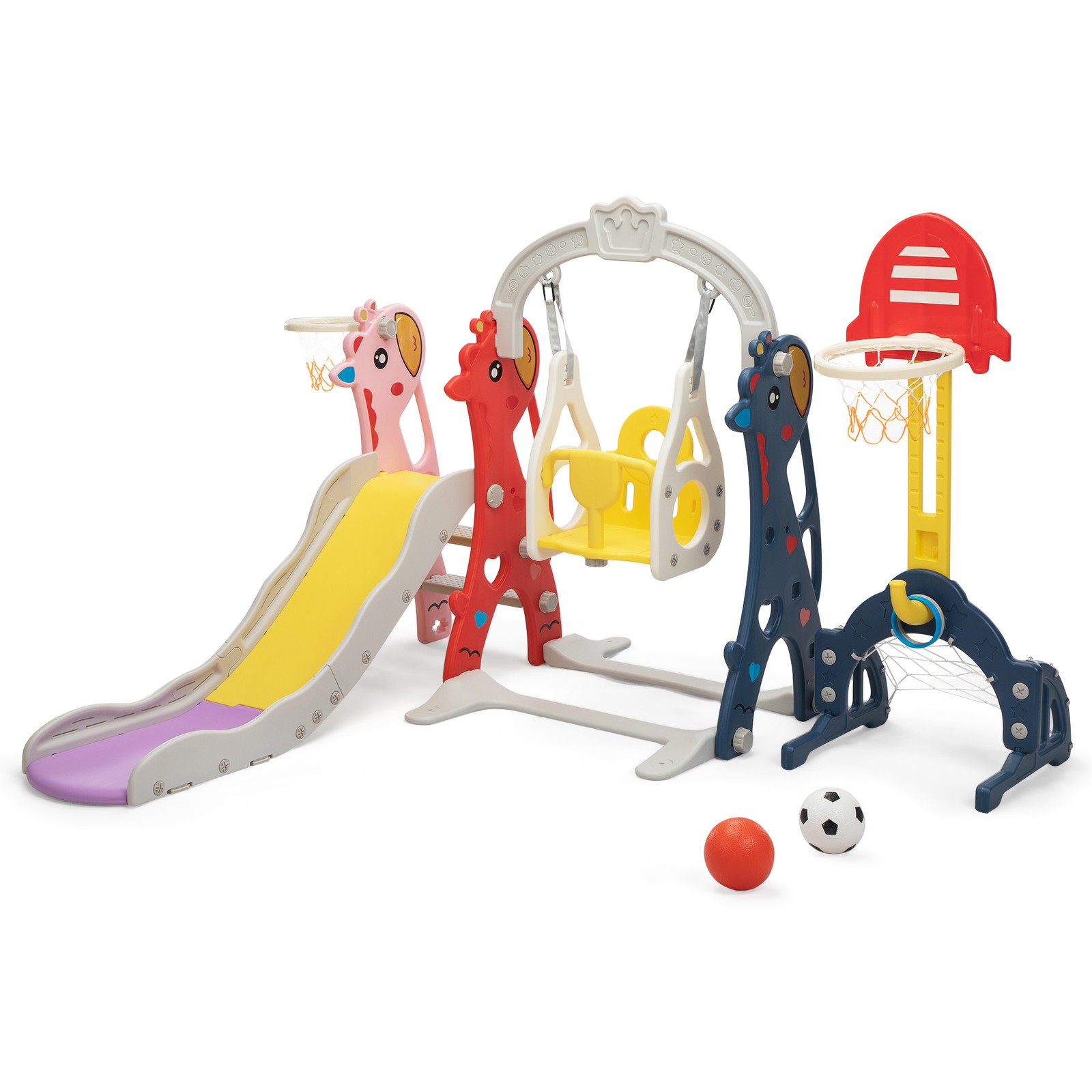 Toddlers Indoor Outdoor Climber Playground 6-in-1 Kids Slide & Swing Playset New