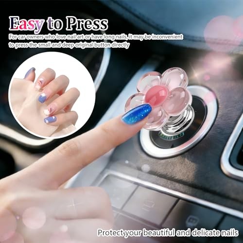Flower Car Push Start Button Cover,Cute Push to Start Button Cover as Car