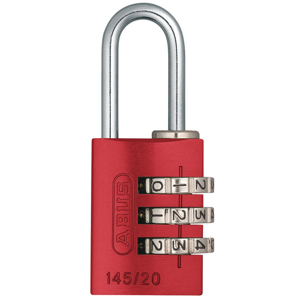 ABUS 145/20 Red Combination Padlock,1 1/8 in,Rectgle,Red 5JKT2