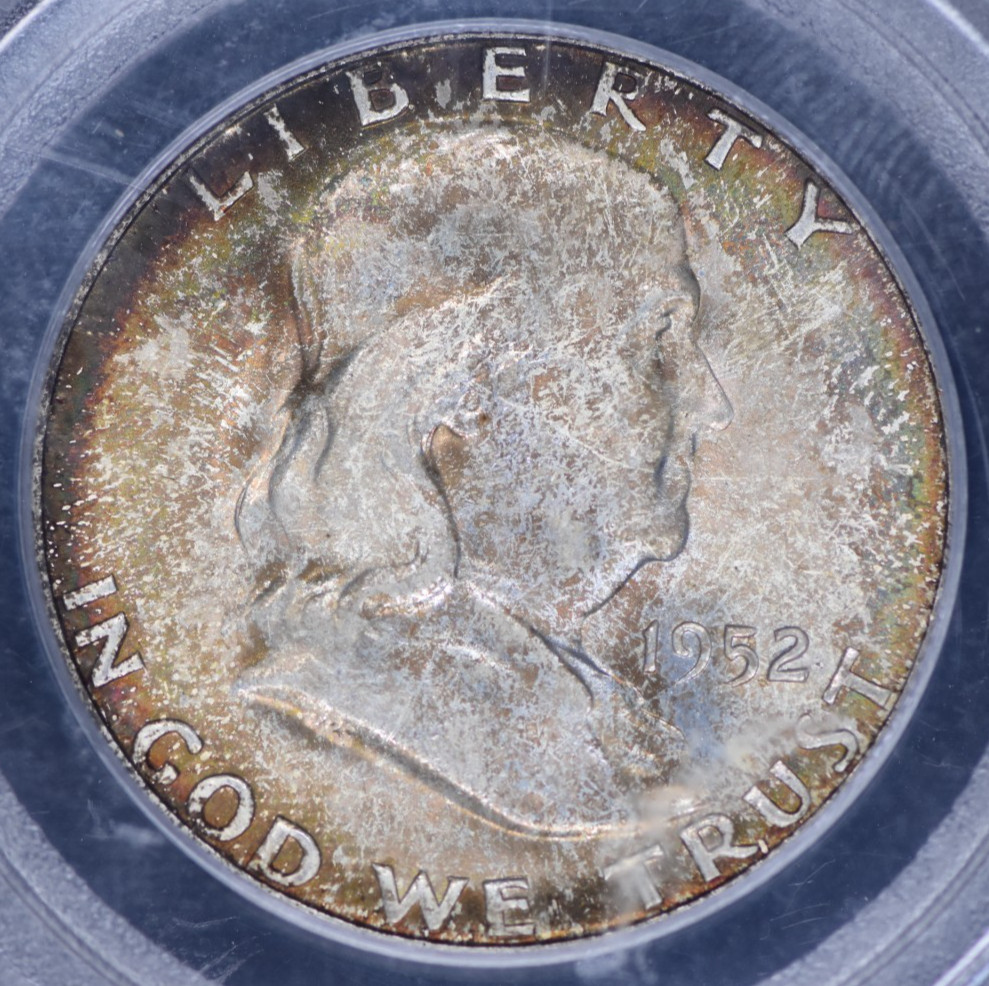 1952-S Franklin Half Dollar PCGS MS65 - Slight Rainbow Toned