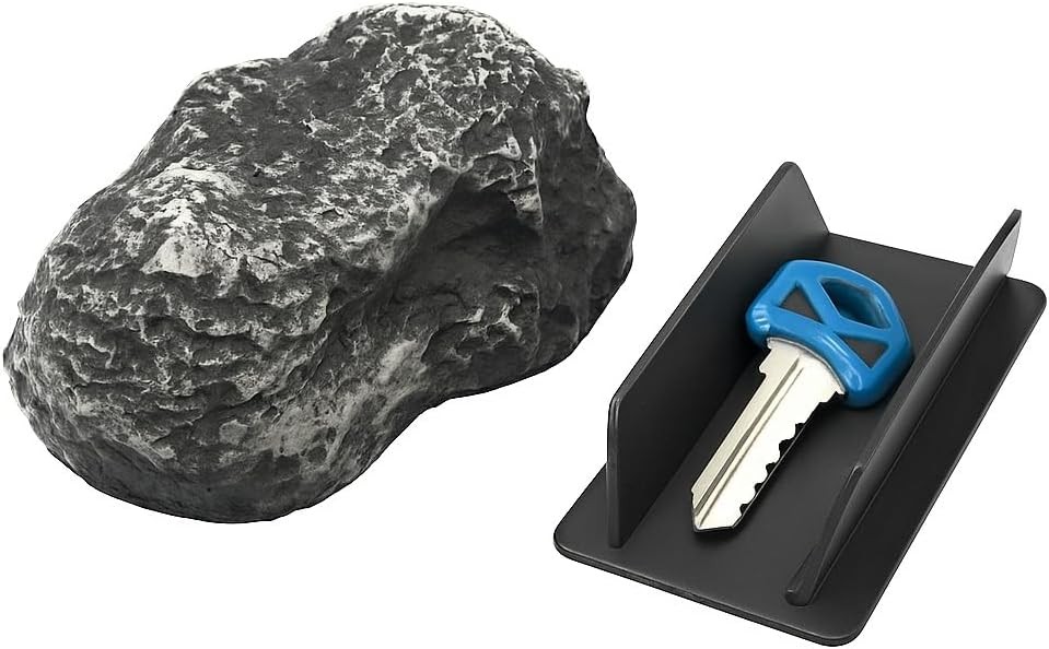 Hide-a-Key Realistic Rock, Outdoor Spare Key Holder with Secret Compartment, Gra