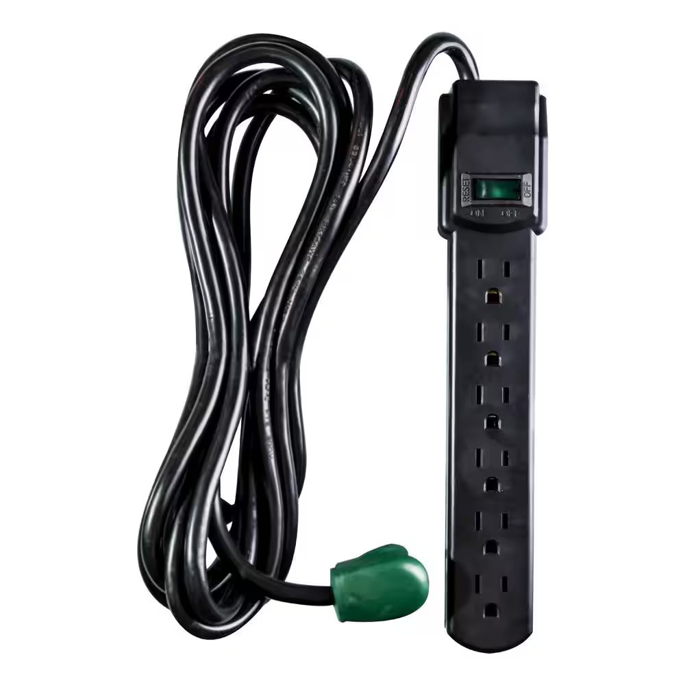 6-Outlet Surge Protector with 6 Ft. Cord, Black
