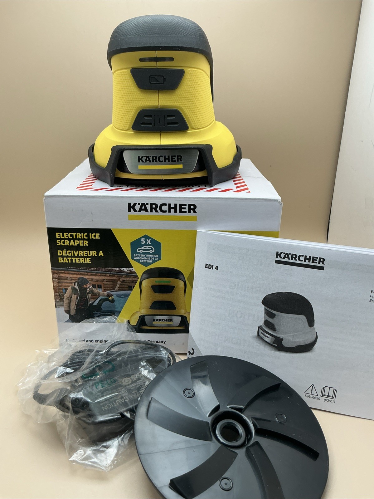 Karcher EDI 4 Electric Scraper Cordless Rotating Blades Charger Extra Disc NEW