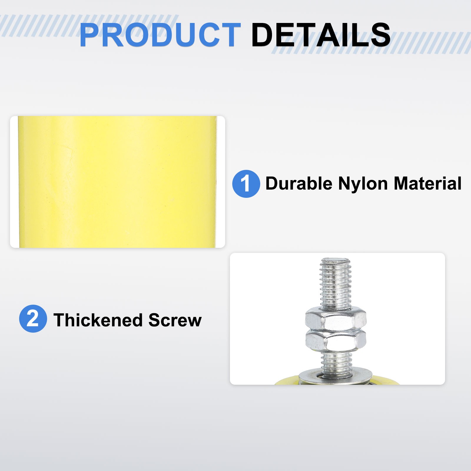 4Pcs Slide Gate Guide Roller, 1-5/8" Nylon Sliding Gate Support Assembly, Yellow