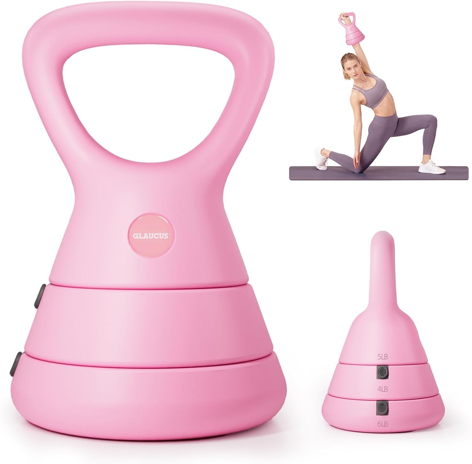 15LB Adjustable Kettlebell Weights Set Ergonomic Design Wide-Handle for Home Gym