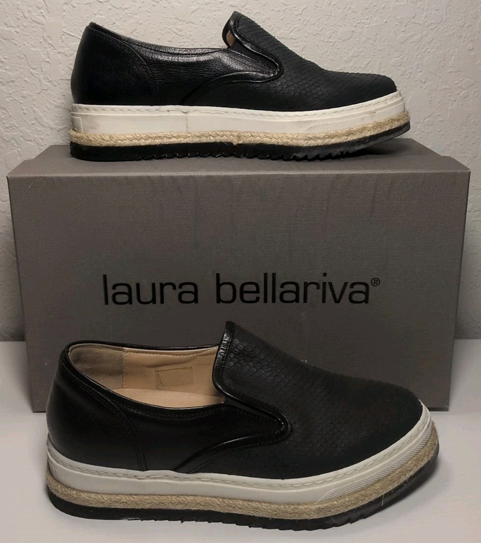 Laura Bellariva Black Leather Slip On Shoes Size 6 Women's Shoes W/Box