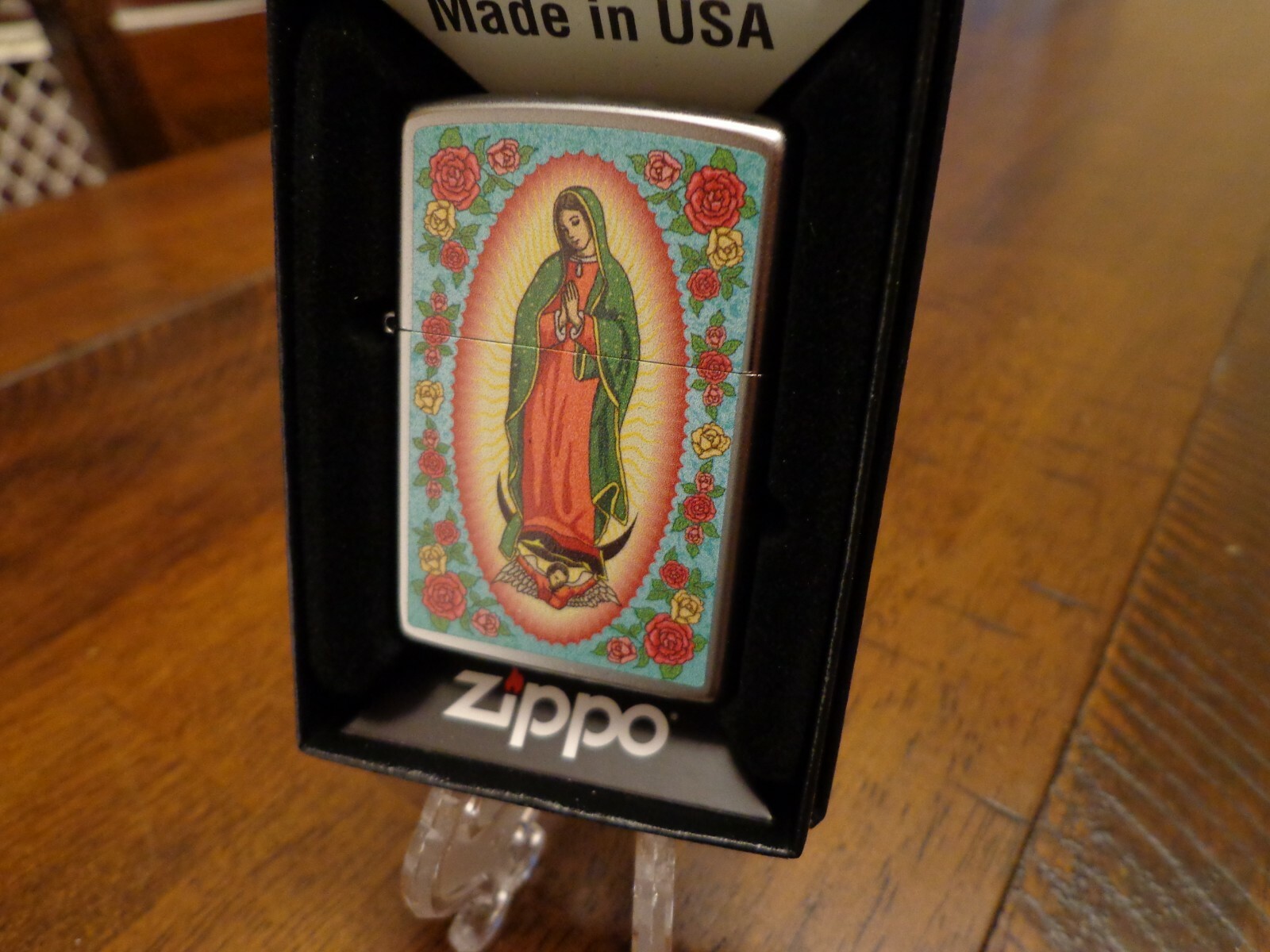 MARY MADONNA WITH ROSES ZIPPO LIGHTER MINT IN BOX