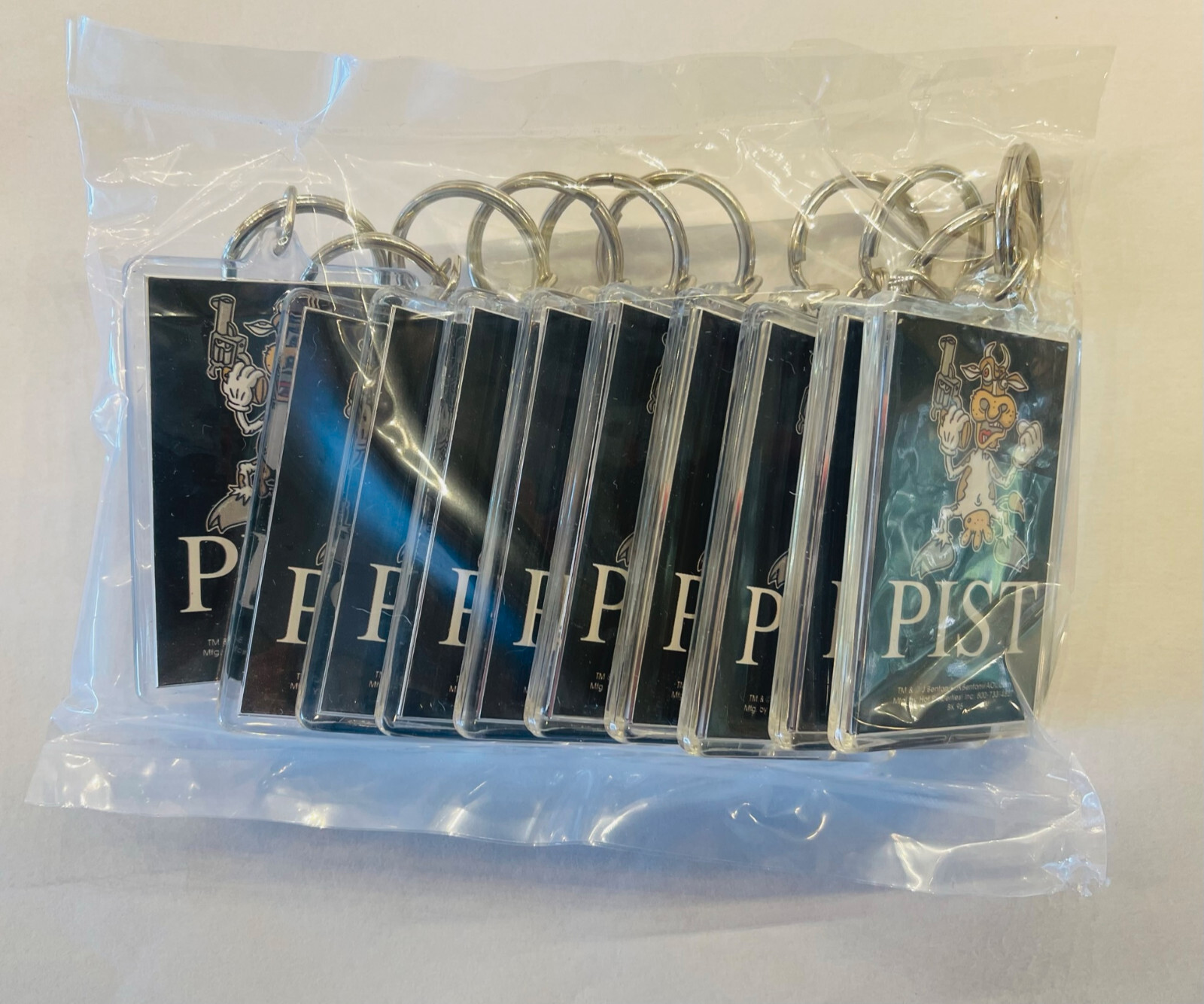 10x Pack Artist Design Crazy Cow "PIST" Key-Chains (New) (sealed baggie) (1995+)
