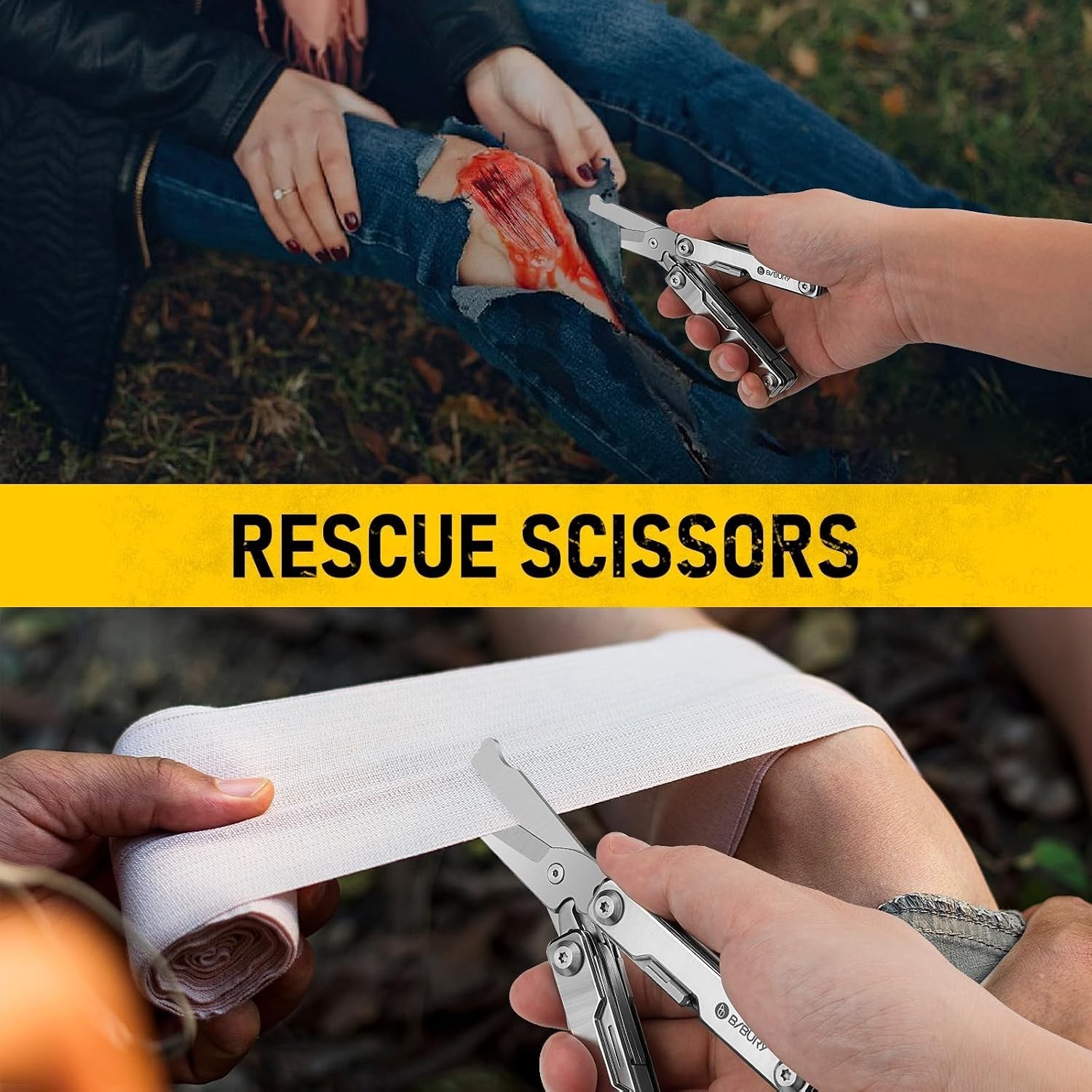 Folding Pocket Multitool EDC Knife Scissors Tweezers w/ Replaceable Craft Blades