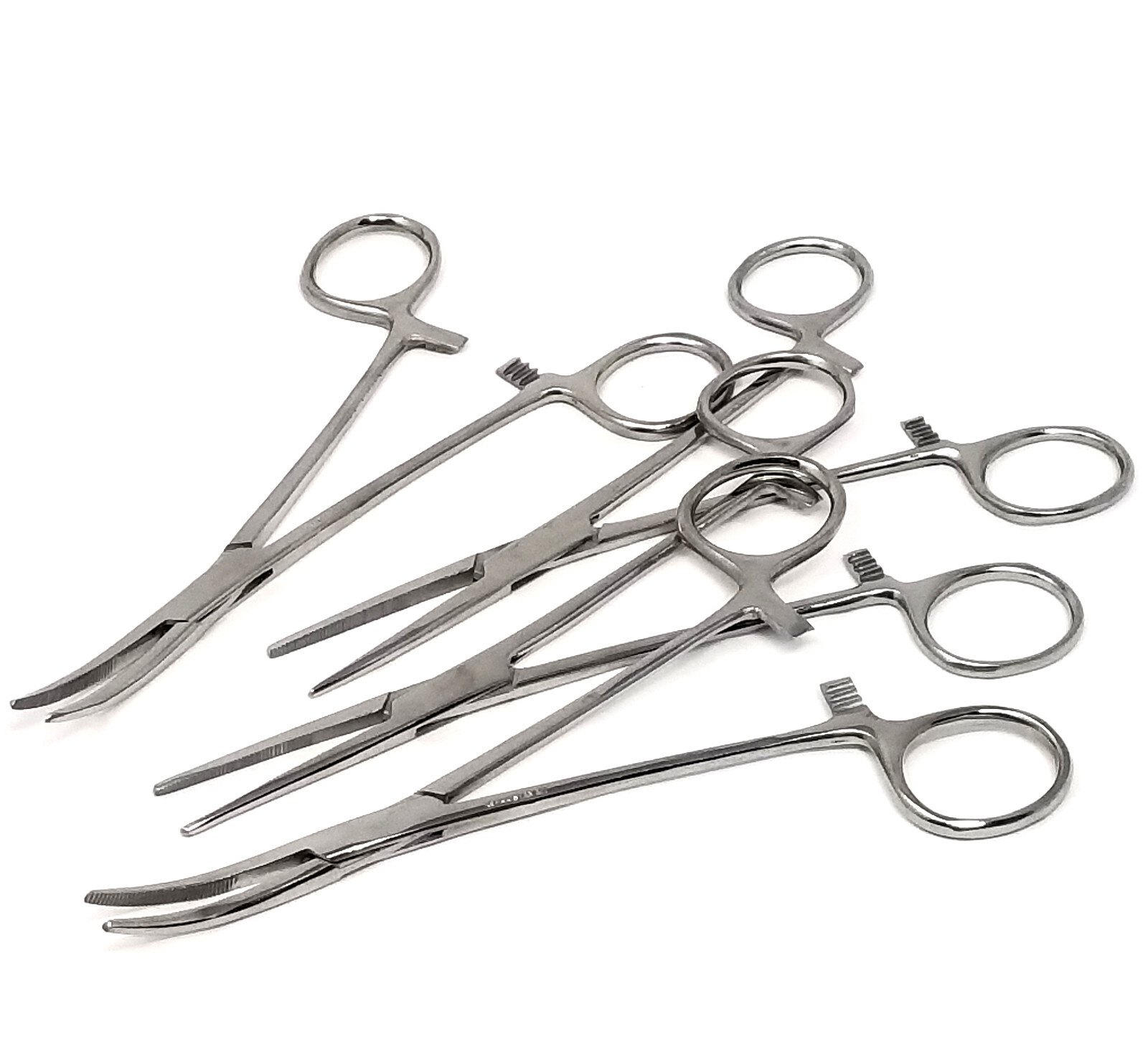 4 Kelly Hemostat Locking Forceps Curved+Straight 5.5"