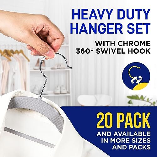 Plastic Clothes Hanger Set - 20 Pieces Versatile, Lightweight, 20 Pack Gray