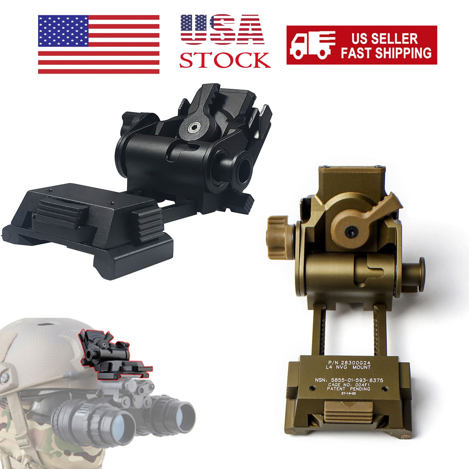 Metal Alloy L4G24 NVG Helmet Mount For PVS15 PVS18 PVS31 w/ Original Marking US