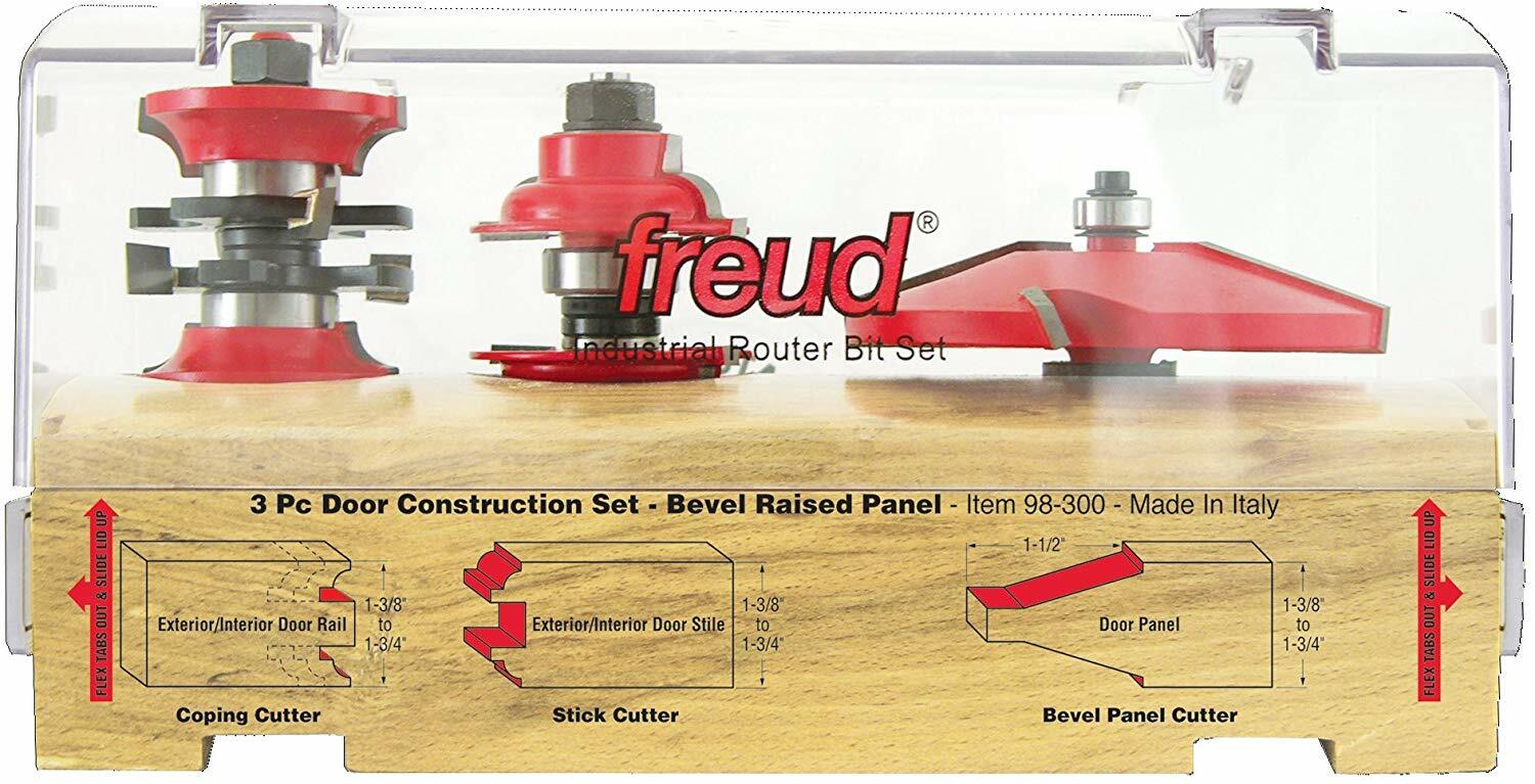 NEW Freud-98-300 3 piece Door Construction ROUTER  Bit Set IN CASE