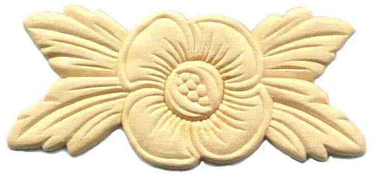 4-3/4" X 2-1/8" Birch Wood Flower Center Applique