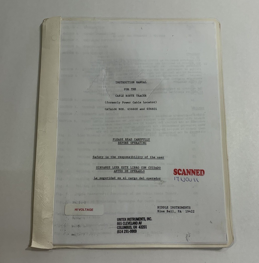 Biddle Instruments 656600 Cable Route Tracer & Biddle 656601 Instruction Manual