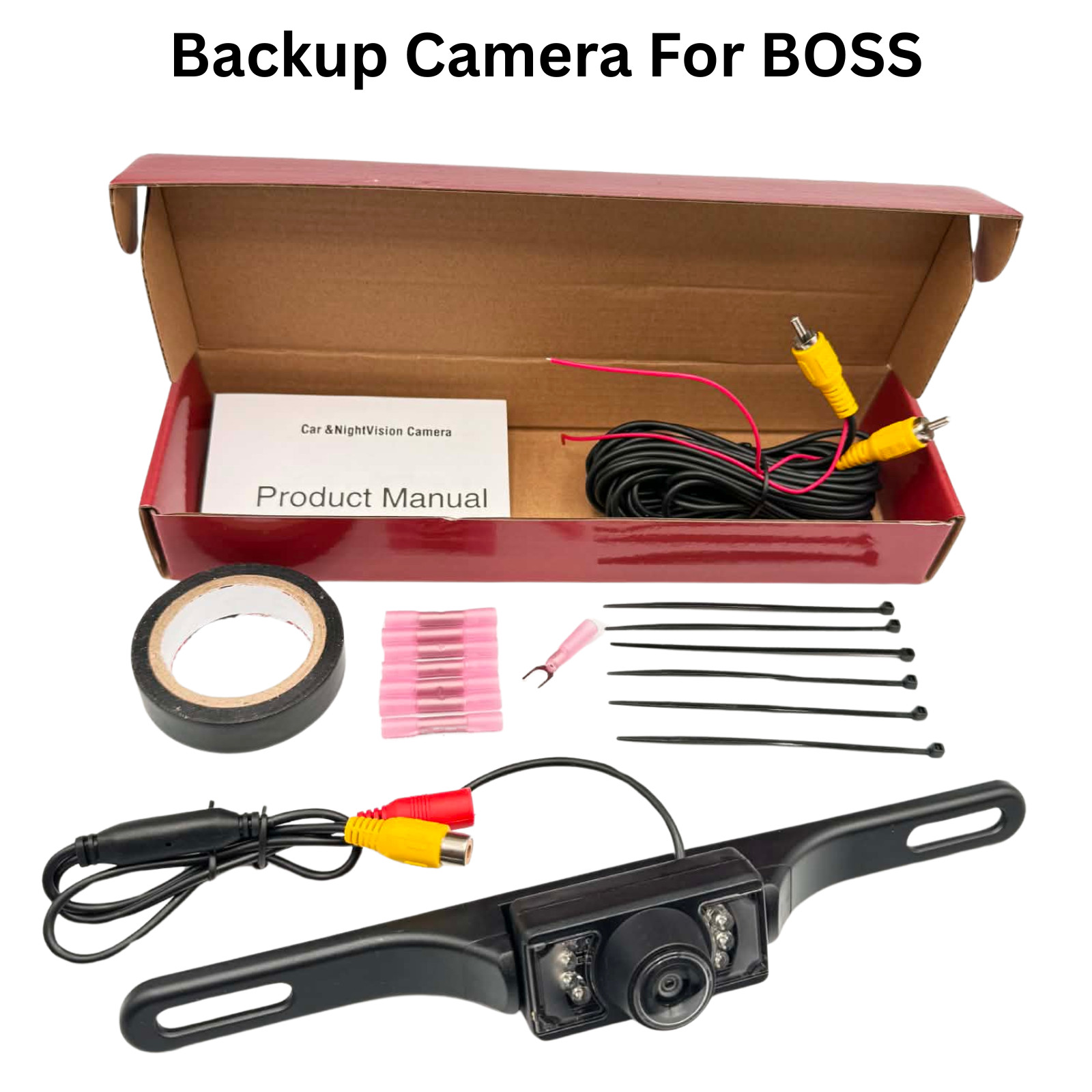 Rearview Backup Plate Camera for Boss BV850ACP Install Kit