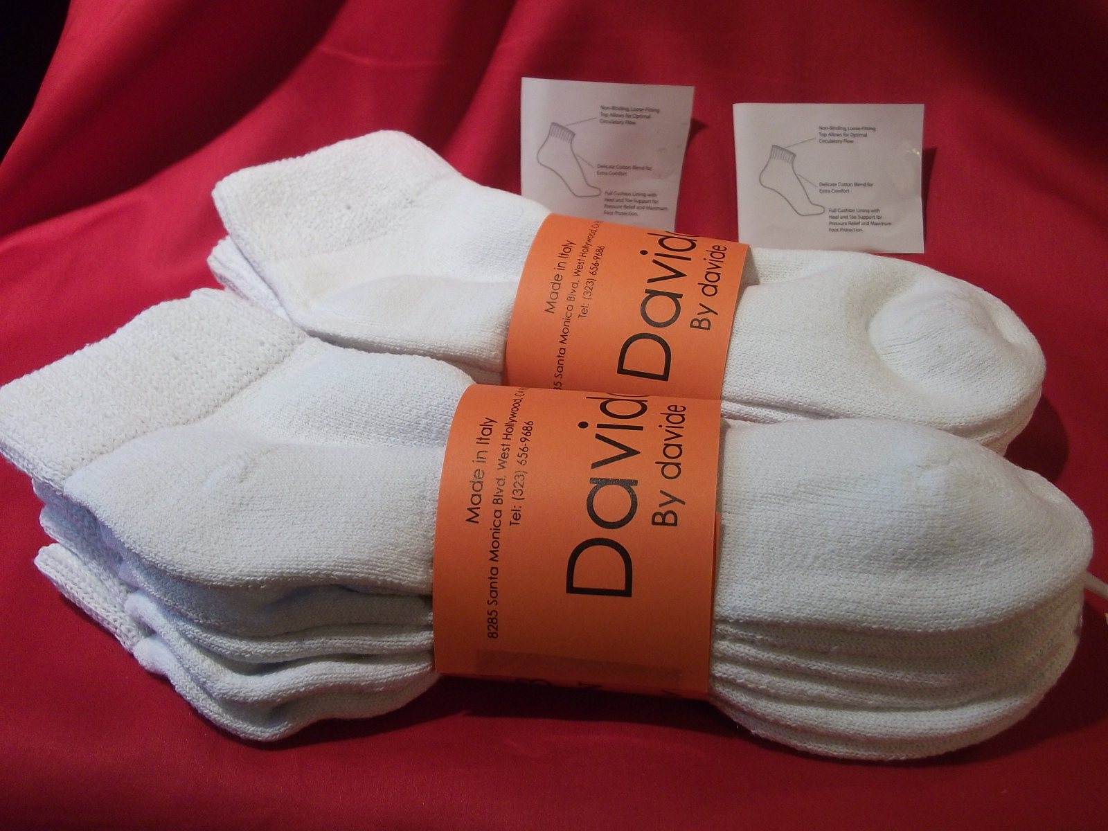 Mens socks diabetic ankle/ quarter 100% cotton made in Italy 6 pairs white 10-13