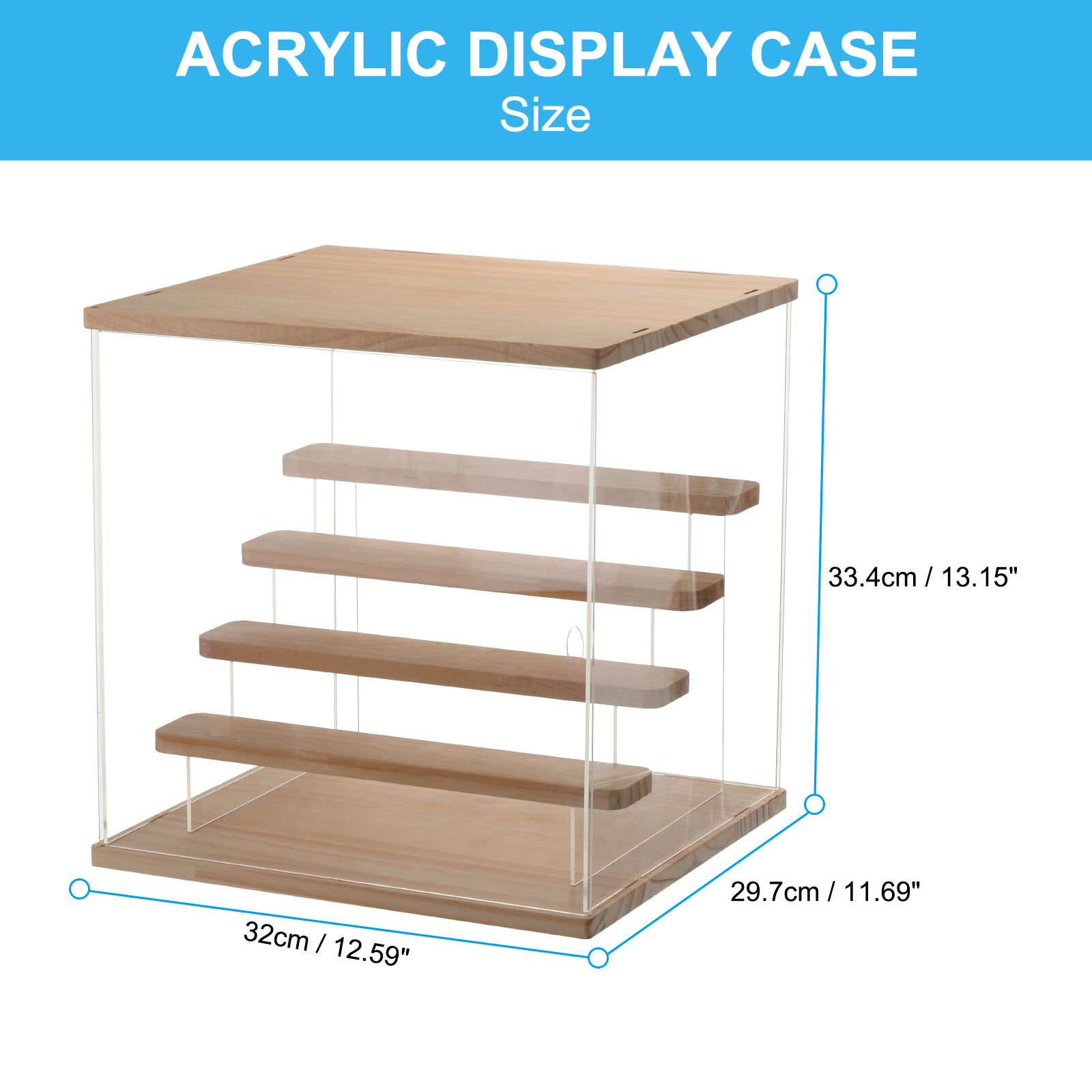 Acrylic Display Case with LED Light 5 Tier Transparent Showcase Display Boxes