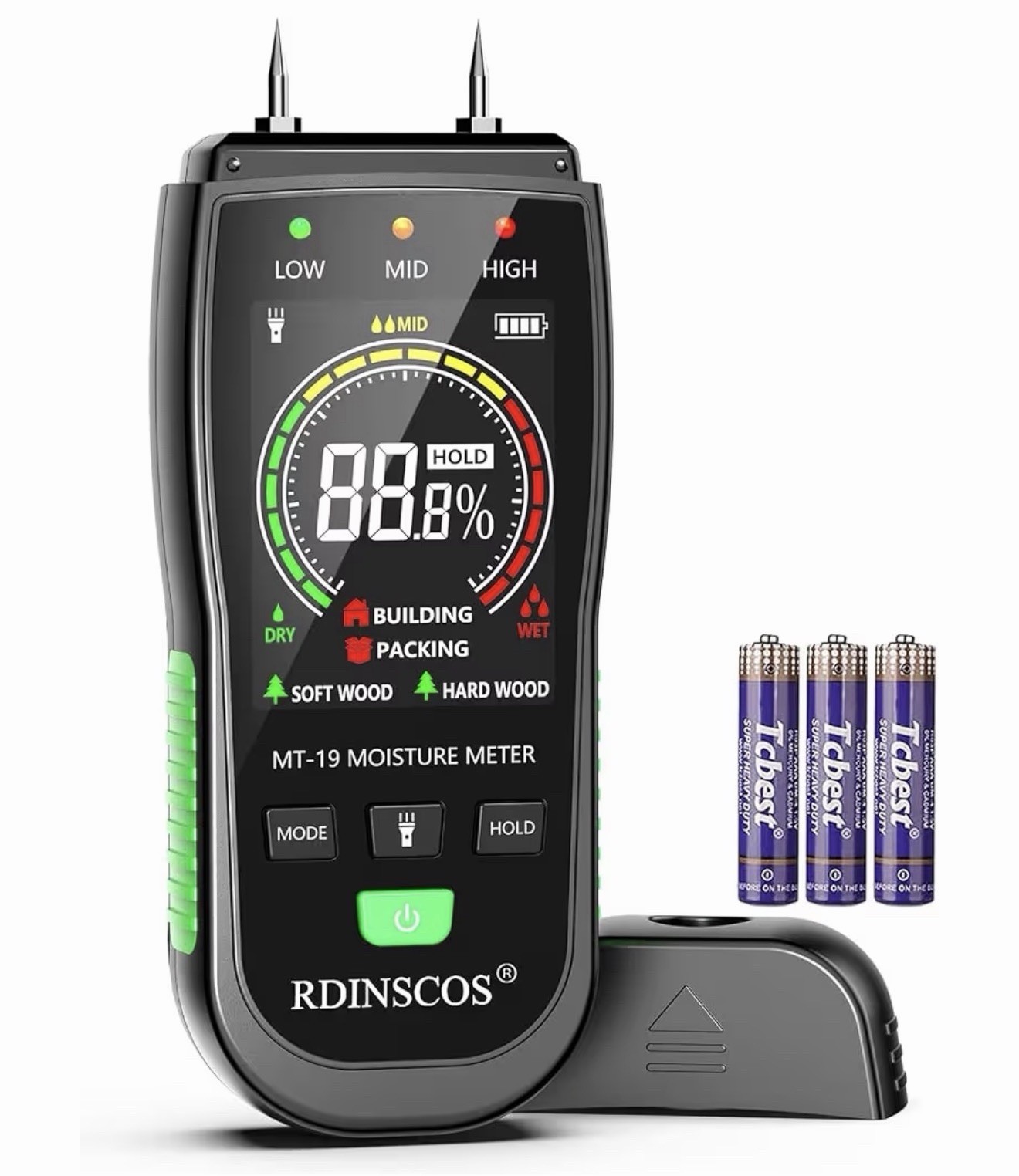 RDINSCOS Digital Moisture Meter Pin-Type Wood Moisture Detector 4 Models Tester