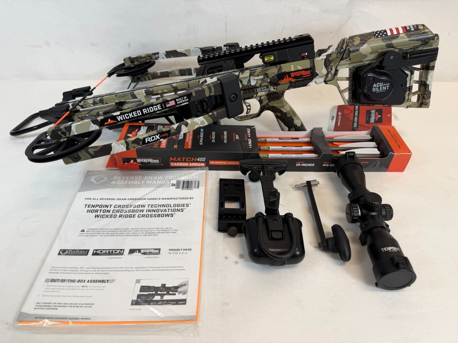 Used- Wicked Ridge RDX 410, ACUdraw Silent, Pro-View 400 Scope (Peak XT)