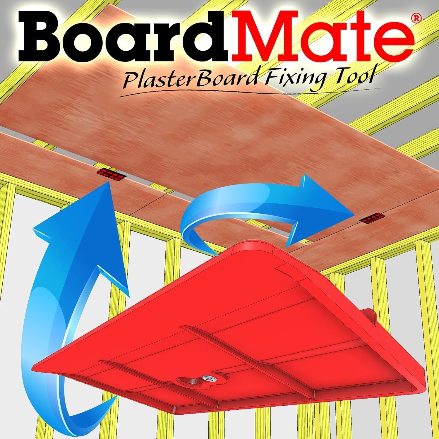 Drywall Fitting Tool Set - 2 Red Acrylic Boardmates for Efficient Installations