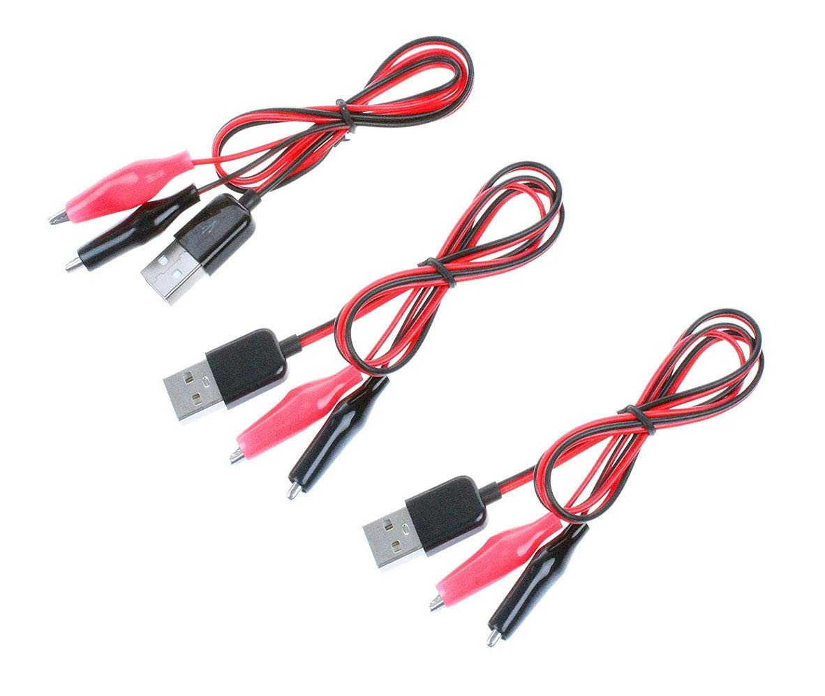 Lheng 3Pcs Alligator Clip to USB Male Test Wire Adapter Red Black Wire...