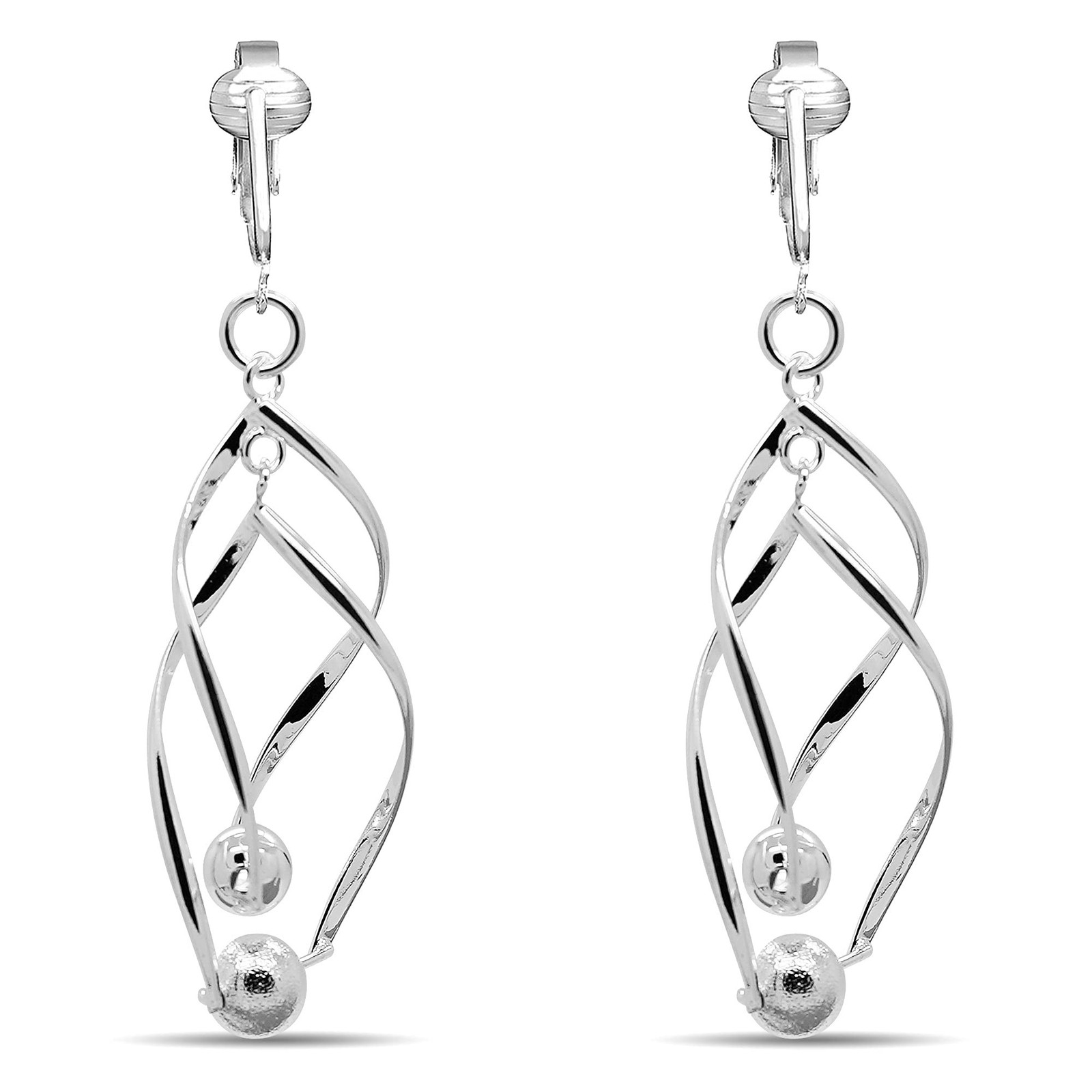 Silver Clip On Earrings For Women, They Look Pierced, Don't Pinch & Won't Fal...