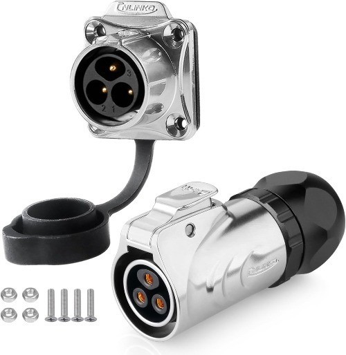 LP20 Reverse Mount 3 Pin IP68 Waterproof Circular Electrical Connector Female
