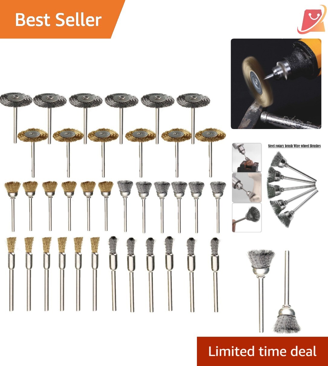 Comprehensive 36Pc Brush Kit for Rust Removal and Surface Polishing - Heavy Duty